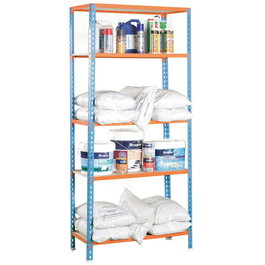 EHLIS Étagère métallique modulaire MADERCLICK 5/400, 5 niveaux, Bleu et orange