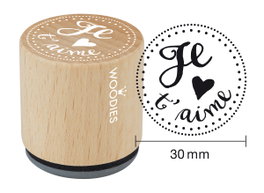 Woodies Sello de madera y caucho Je t'aime 33x30mm