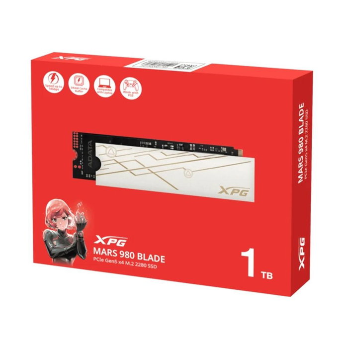 ADATA SSD Interne M.2 2280 PCIe Gen5 1TB - SMAR-980B-1TCS, Lecture 14000 Mo/s, Gaming Performance