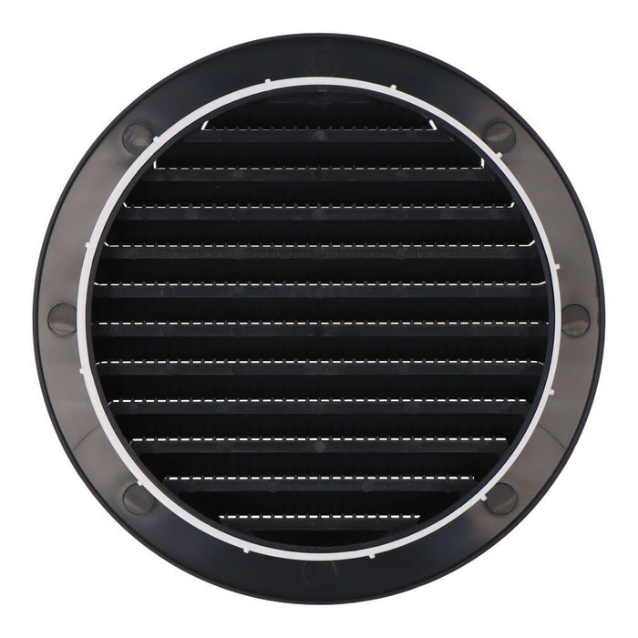 Edm Grille de ventilation ronde encastrable avec moustiquaire Ø125 mm ABS gris antracite