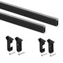 Emuca Lot de 2 x 0.75m Rails pour armoires en soie avec supports, Aluminium et Plastique, Peint en noir