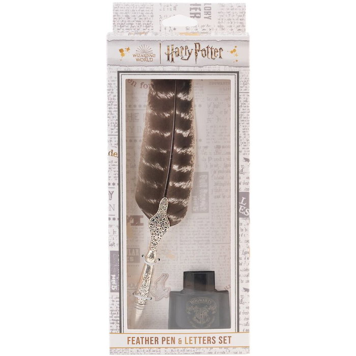 ERIK - Blister Stylo Plume + Cartes Collection Harry Potter - Style Parchemin avec Support Encrier