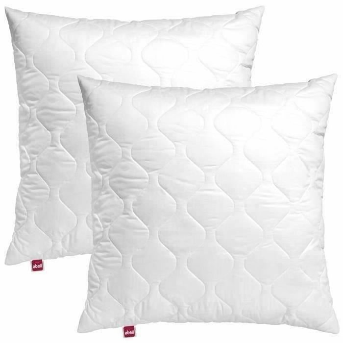 Abeil Lot de 2 Oreillers à mémoire de forme matelassés, 60x60 cm, Blanc