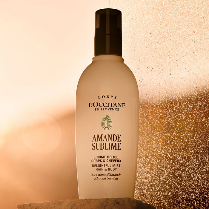 L'Occitane en Provence Brume corporelle Amande Sublime 100 ml, parfum gourmand à l'amande et vanille, hydratation pour le corps et les cheveux