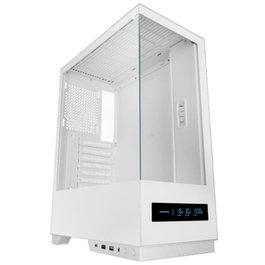 Mars Gaming MCPULSARW Caisse ATX Semitorre Blanche avec Écran LCD Double Vitre Tempéré Refroidissement Extrême Connexion USB-C