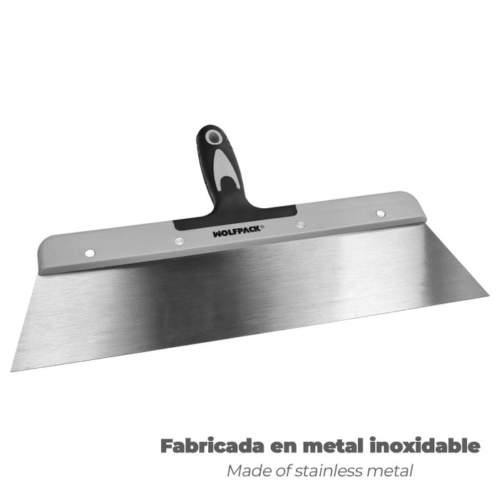 WOLFPACK LINEA PROFESIONAL Spatule en acier inoxydable 38 cm avec manche en caoutchouc