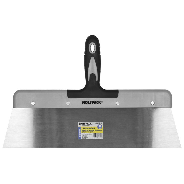 WOLFPACK LINEA PROFESIONAL Spatule en acier inoxydable 38 cm avec manche en caoutchouc