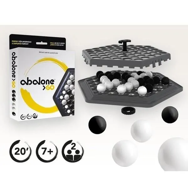 Abalone - Abalone GO - Jeu de société stratégique de voyage (boîte voyage) - Version multilingue allemand/espagnol/français/néerlandais