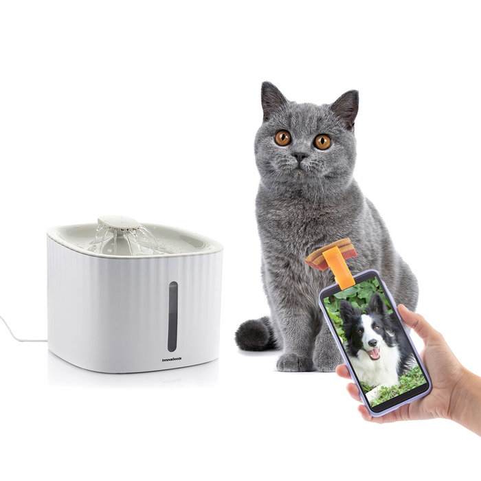 Pack Clip pour Selfies pour Animaux Familiers et Fontaine pour Animaux de Compagnie InnovaGoods