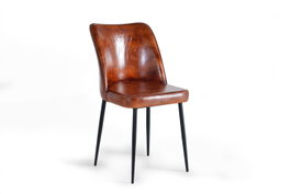 GINER Y COLOMER Chaise en cuir marron et pieds en métal