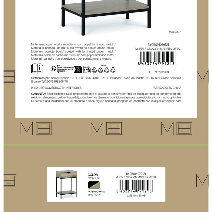 MobleKit Meuble d'Appoint Marron Noir 45 x 30 x 68 cm MobleKit Meuble d'Appoint Marron Noir 45 x 30 x 68 cm