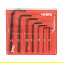 RATIO - Jeu de 7 clés Allen cintrées de précision - De 0,7 à 3,0 mm