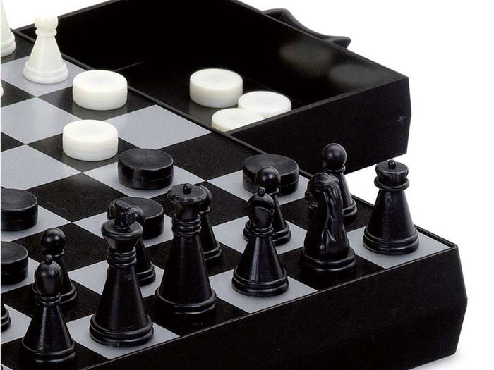 Cayro Jeu d'échecs, dames et backgammon magnétique - Coffret de voyage 16.5x18x3 cm
