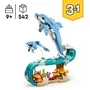 LEGO Creator 3-en-1 Animaux Marins 31385 - Jeu de Construction Dauphins, Hippocampe ou Crabe pour Enfants à Partir de 9 Ans