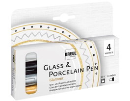 Kreul Set de 4 marqueurs GLASS&PORCELAIN Glamour pour verre et porcelaine