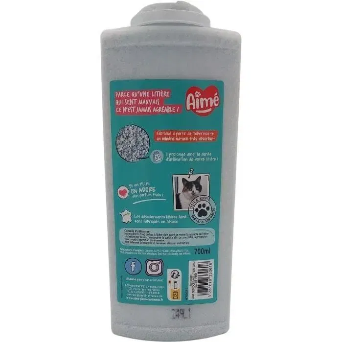 Aime Désodorisant pour Litière Chat Senteur Marine 100 % Naturel - 700 ml - Neutralise les Odeurs