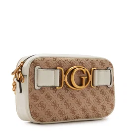 Guess Aviana Sac bandoulière en textile Beige/Blanc