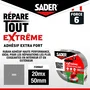 Sader REPARE TOUT EXTREME - Ruban adhésif extra fort, gris, pour intérieur et extérieur, toutes surfaces, facile à découper, 20 m x 50 mm