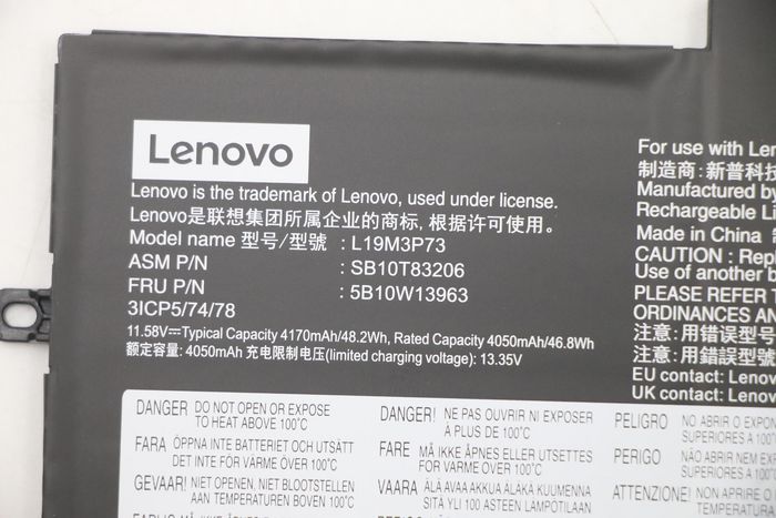 Lenovo Batterie interne lithium-ion L19M3P73, 48,2 Wh, 11,58 V