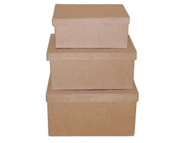 Innspiro Set de 3 boîtes en papier mâché rectangulaires
