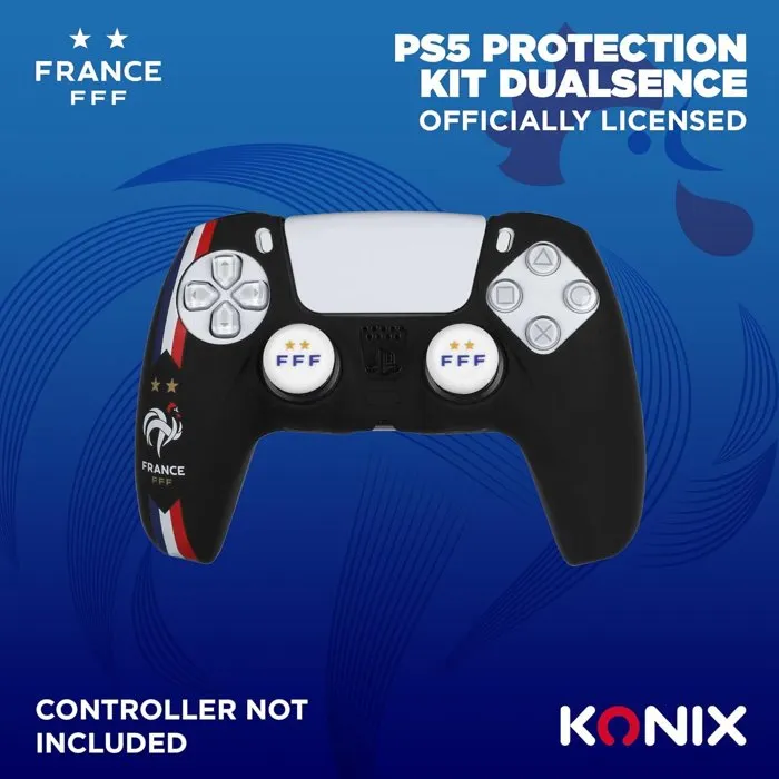 Konix - Coque de protection silicone pour manette PS5 DualSense - Texturée anti-dérapante, lavable, noire