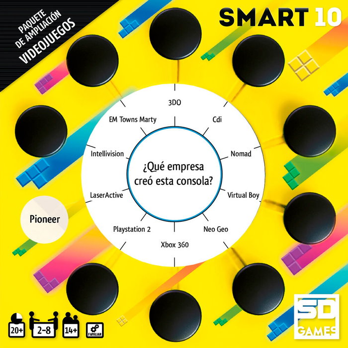SD GAMES - Smart 10 Expansion Videojuegos, Jeu de Société avec Questions sur les Jeux Vidéo, en Espagnol, 2 à 8 Joueurs, +14 Ans, Compatible avec la Boîte Smart de Base