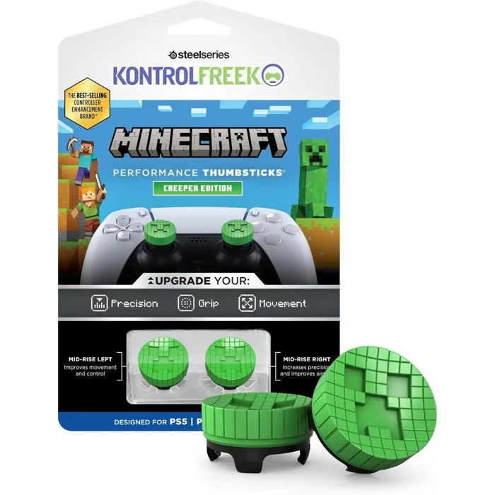 SteelSeries KontrolFreek Minecraft Creeper Edtion Performance Thumbsticks Pack de 2 pour manettes PS5 / PS4 - Vert SteelSeries KontrolFreek Minecraft Creeper Edtion Performance Thumbsticks Pack de 2 pour manettes PS5 / PS4 - Vert