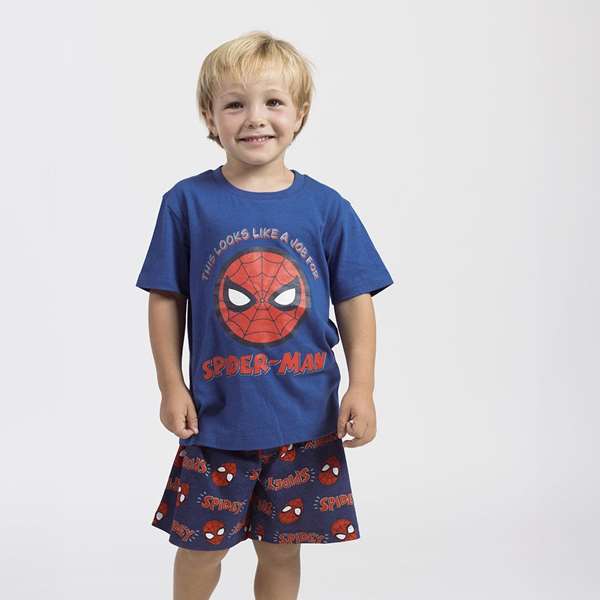 Cerdá Pyjama Court Single Jersey Spiderman - Taille 7 Ans (7 Years) - Bleu