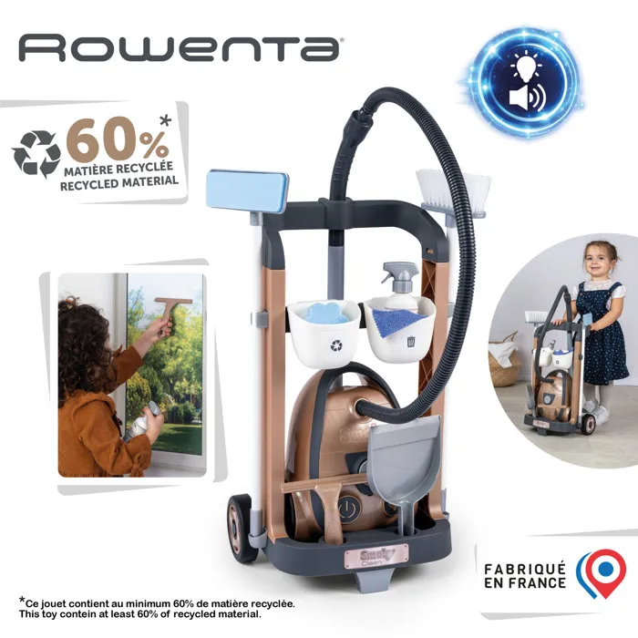 Smoby Chariot Ménage Rowenta avec Aspirateur