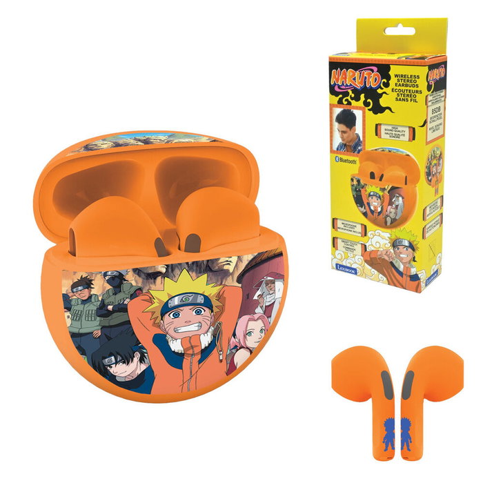 LEXIBOOK - Casque audio Naruto Shippuden sans fil Bluetooth pour enfants, avec limite de volume 85 dB et commandes tactiles, recharge USB-C