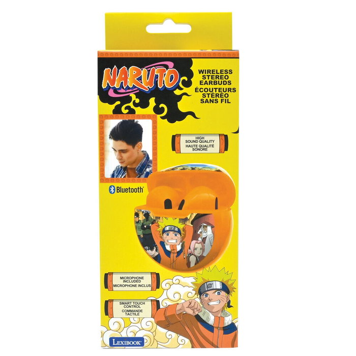 LEXIBOOK - Casque audio Naruto Shippuden sans fil Bluetooth pour enfants, avec limite de volume 85 dB et commandes tactiles, recharge USB-C