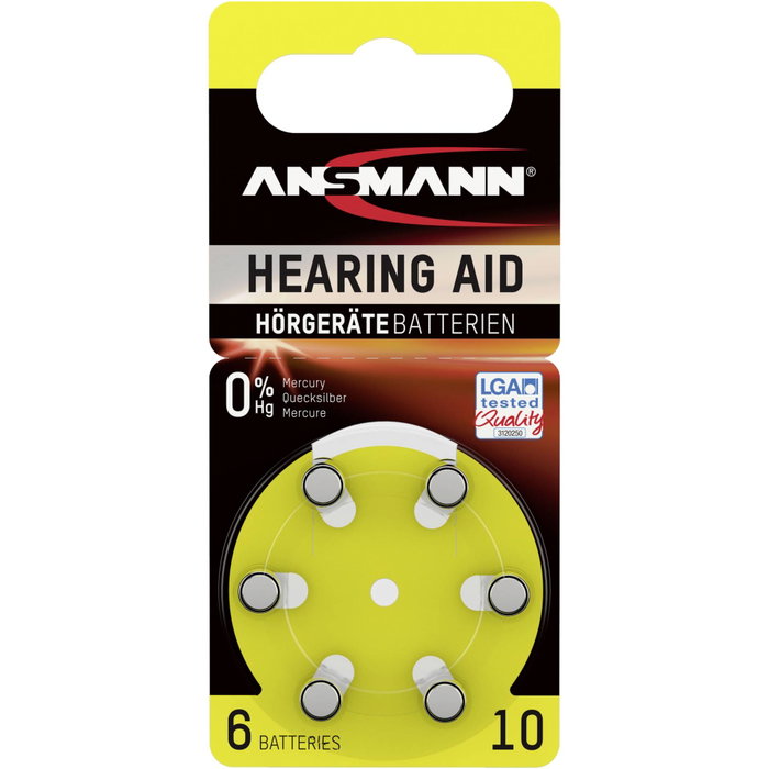 Ansmann Zinc-Air 10 (PR70) - Pack de 6 piles pour appareils auditifs Ansmann Zinc-Air 10 (PR70) - Pack de 6 piles pour appareils auditifs
