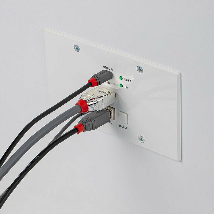 Lindy Émetteur de plaque murale HDBaseT Cat.6 HDMI 4K60 & Type C, 150m