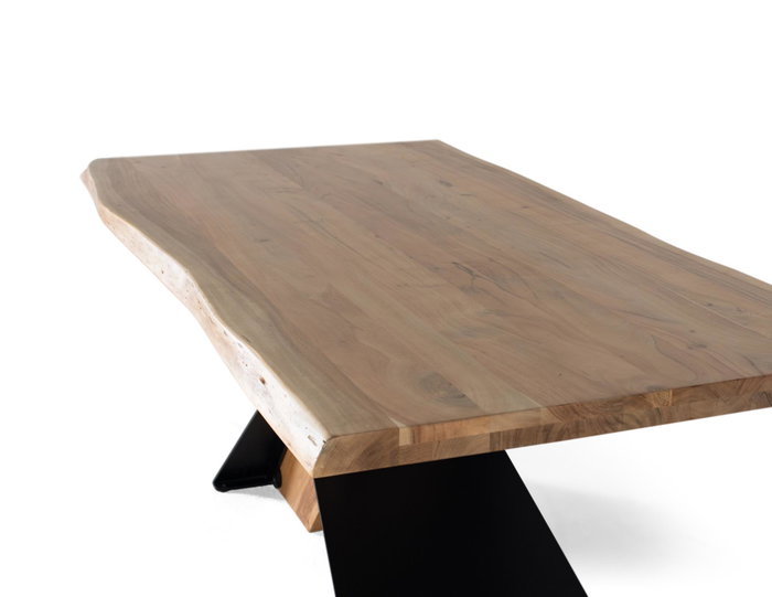 GINER Y COLOMER - Table de salle à manger rectangulaire en acacia et métal 240x100x76 cm, design contemporain naturel et noir GINER Y COLOMER - Table de salle à manger rectangulaire en acacia et métal 240x100x76 cm, design contemporain naturel et noir
