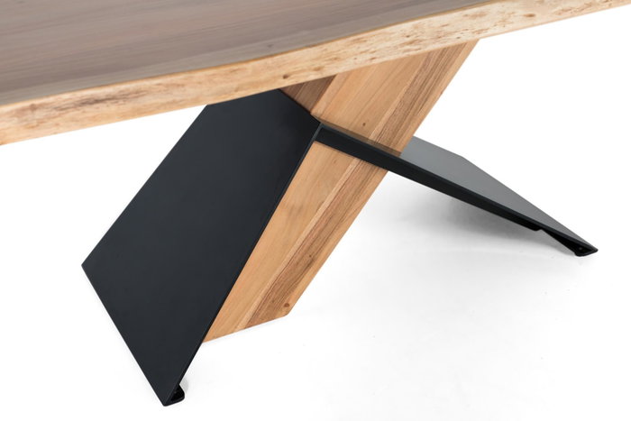 GINER Y COLOMER - Table de salle à manger rectangulaire en acacia et métal 240x100x76 cm, design contemporain naturel et noir GINER Y COLOMER - Table de salle à manger rectangulaire en acacia et métal 240x100x76 cm, design contemporain naturel et noir