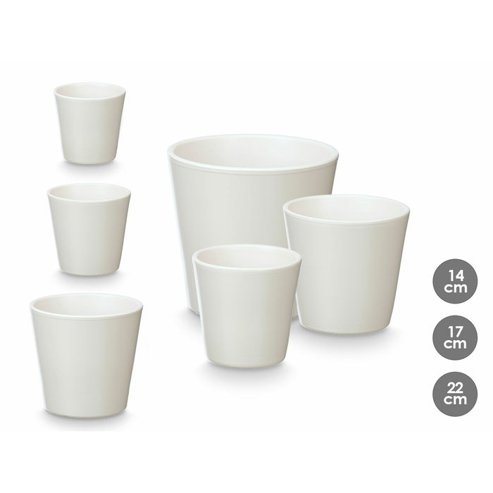 IBERGARDEN Set de 3 pots de fleurs coniques blanc mat IBERGARDEN Set de 3 pots de fleurs coniques blanc mat