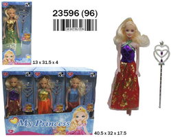 Rama - Figurine de poupée princesse avec baguette magique, en boîte 13x31.5x4 cm - Sans piles