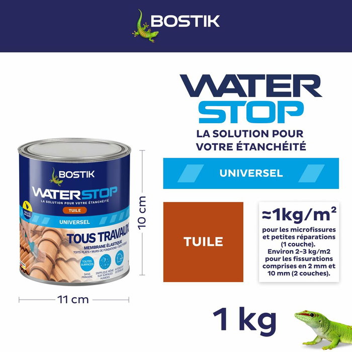 Bostik Waterstop Membrane d'étanchéité - Couleur Tuile - 1 kg Bostik Waterstop Membrane d'étanchéité - Couleur Tuile - 1 kg