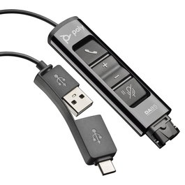 Poly DA75 Adaptateur USB-A vers QD pour Casque, Compatible USB-C, Noir, TAA