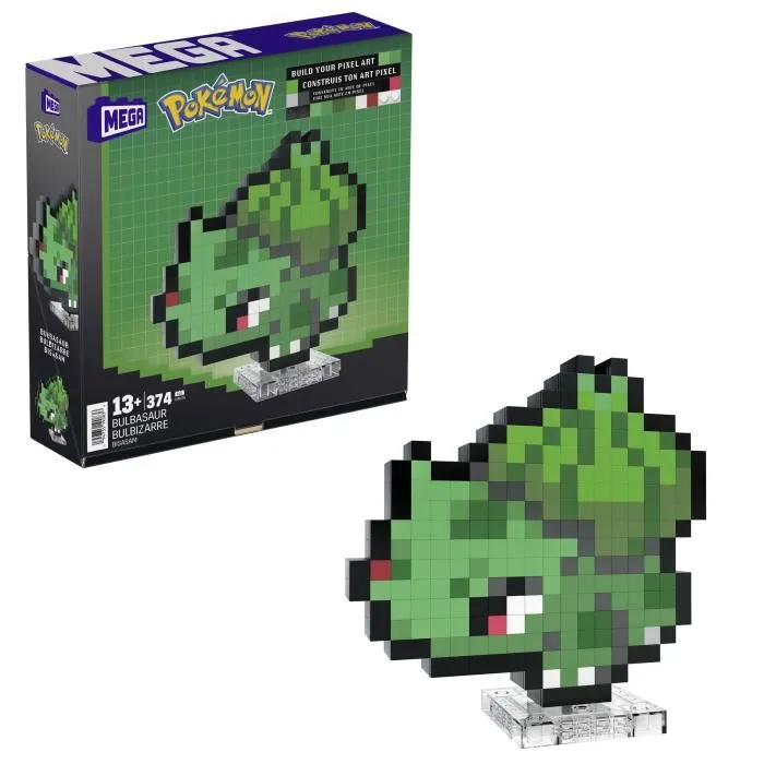 MEGA Pokémon Bulbizarre Coffret de construction rétro 374 pièces - Figurine pixel art - HTH75