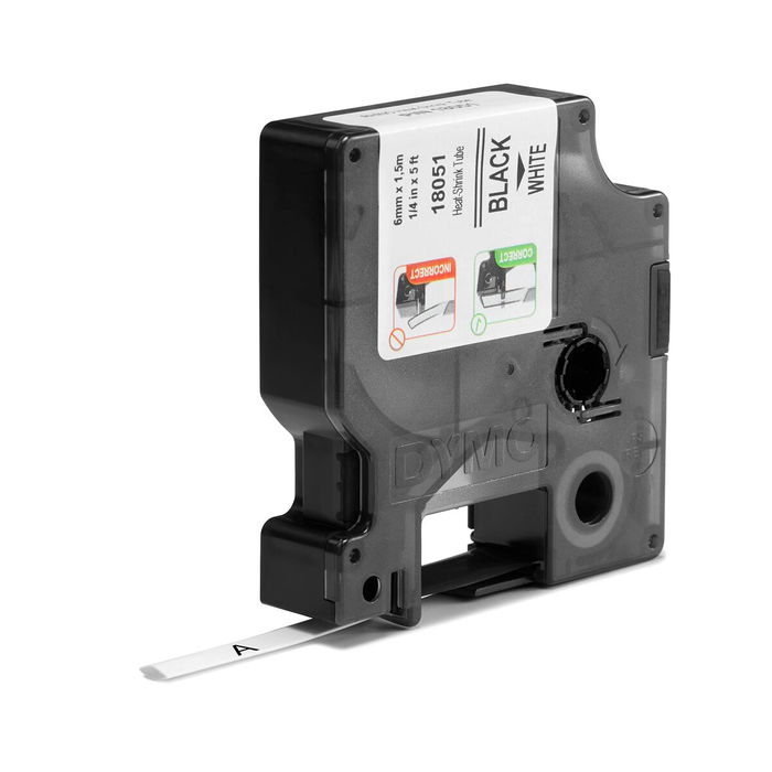 Dymo 18051 - Film thermorétractable (ou gaine thermorétractable) imprimé noir sur blanc, pour emballage et étiquetage