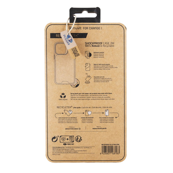 Muvit Shockproof 2M Coque Recycletek pour Apple iPhone - Protection Recyclée Anti-Choc Muvit Shockproof 2M Coque Recycletek pour Apple iPhone - Protection Recyclée Anti-Choc