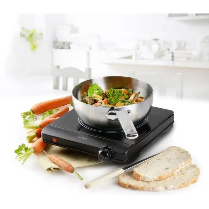 DOMO DO30111KP Plaque de cuisson céramique 1 feu 1250W Noir 25.3 x 28.7 x 7 cm pour petite cuisine