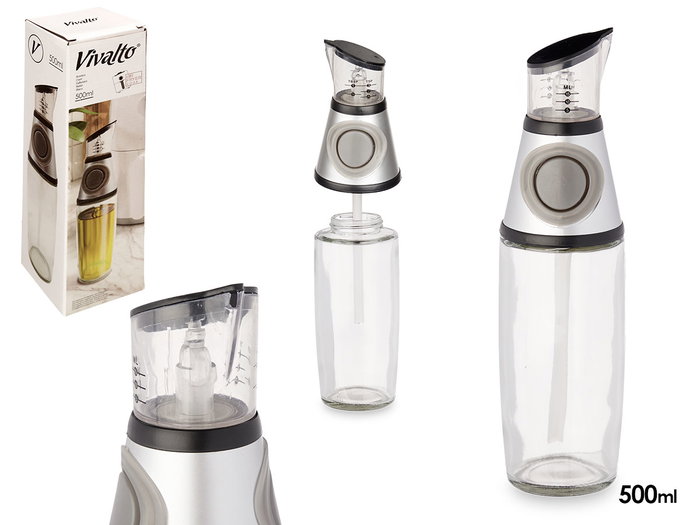 Vivalto Aceitera en verre 500 ml avec bouchon gris, dimensions 7,5 x 7,5 x 2,9 cm (Set de 12) Vivalto Aceitera en verre 500 ml avec bouchon gris, dimensions 7,5 x 7,5 x 2,9 cm (Set de 12)