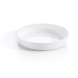 Luminarc Trianon Plat Rond en Verre Opal Blanc 26 cm - Résistant, Passe au Micro-ondes et au Four