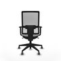 Chaise Horna Synchro 5 positions tissu Blanc Base pyramidale noire Accoudoir 1D Sans appui-tête Roulettes 65mm pour moquette