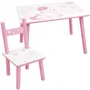 Fun House - Table rectangulaire et chaise licorne pour enfant, dimensions Table 61 x 42 x 41.5 cm, Chaise 31 x 31.5 x 49.5 cm, fille, à partir de 3 ans