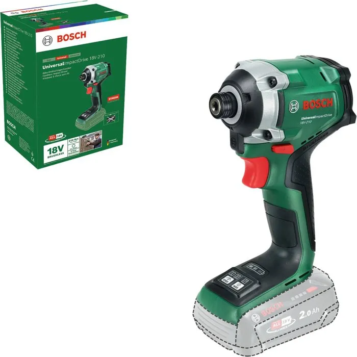 Bosch UniversalImpactDrive 18V-210 Visseuse à chocs sans fil 18V, couple max 210 Nm, compacte avec éclairage LED et puce Syneon, compatible batteries 18V POWER FOR ALL