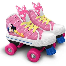 Disney Patins à Roulettes Quad Minnie - Taille 29 - 4 Roues - Frein Avant - Châssis PP Haute Résistance - Pour Filles