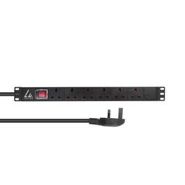 Lanview Bande d'alimentation pour montage en rack 19, 1U 13A avec 6 prises UK et câble 3m